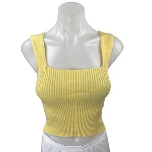 Abercrombie & Fitch Yellow Ribbed Knit Sleeveless Cami Camisole Tank Crop Top XS